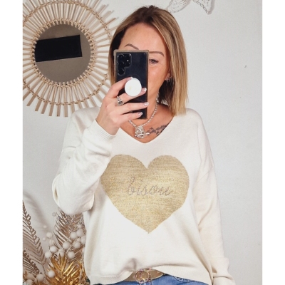 PULL BISOUS BEIGE