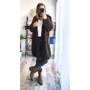 GILET LONG CARINE CHOCOLAT