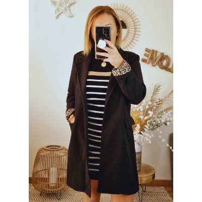 MANTEAU NOIR LOUVE