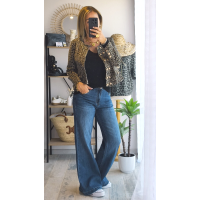 VESTE EN JEANS LEOPARD