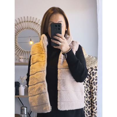 GILET FOURRURE BEIGE