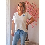 TEE-SHIRT COEUR BLEU CLAIR