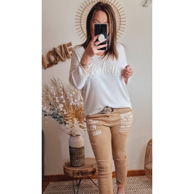 PULL BOHEME BLANC