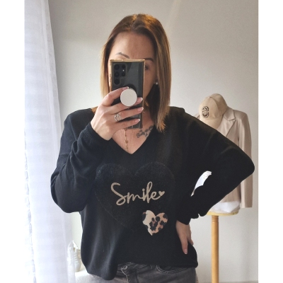 PULL NOIR COEUR