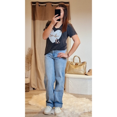 TEE-SHIRT SMILE GRIS