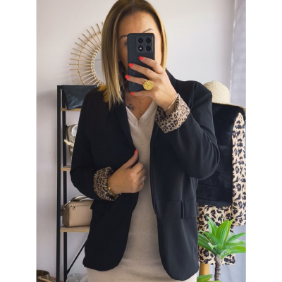 BLAZER NOIR LEOPARD INTERIEUR