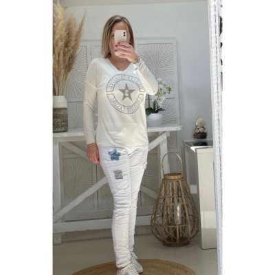JEANS BLANC MOTIFS