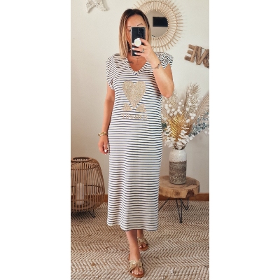 ROBE LONGUE MARINE AMOUR