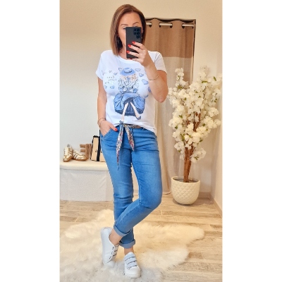 TEE-SHIRT FEMME BLEU