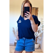 TEE-SHIRT BLEU MARINE CERISES