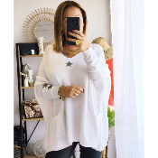 PULL ETOILE BLANC