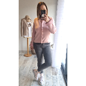 GILET ROSE A CARREAUX