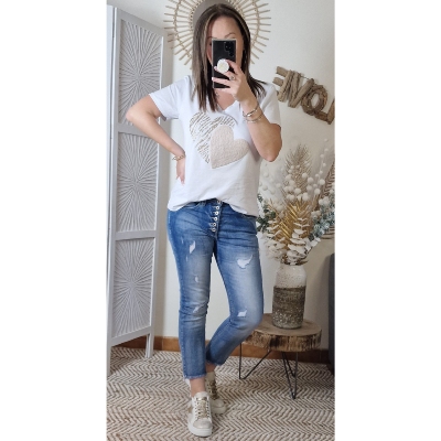 TEE-SHIRT COEUR BEIGE