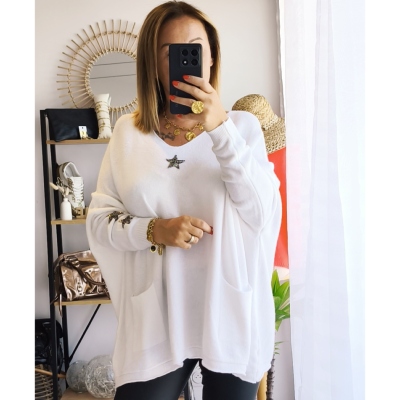 PULL ETOILE BLANC