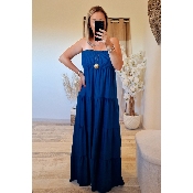 ROBE BUSTIER BLEU CANARD