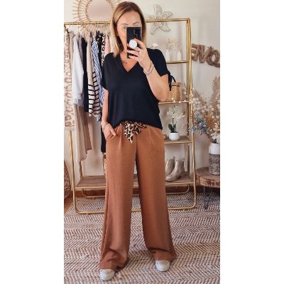 PANTALON CAMEL CELIA LEOPARD