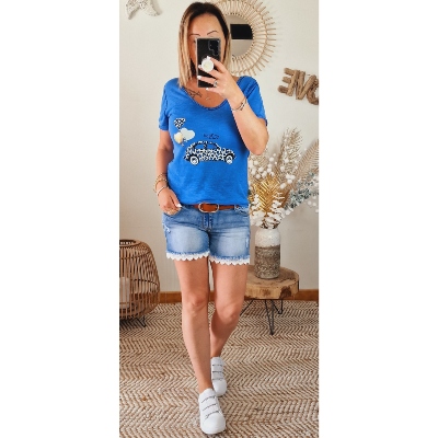 TEE-SHIRT BLEU COCINELLE