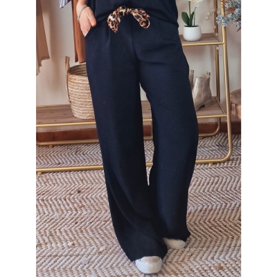 PANTALON NOIR CELIA LEOPARD