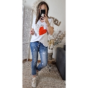 TEE-SHIRT COEUR ORANGE