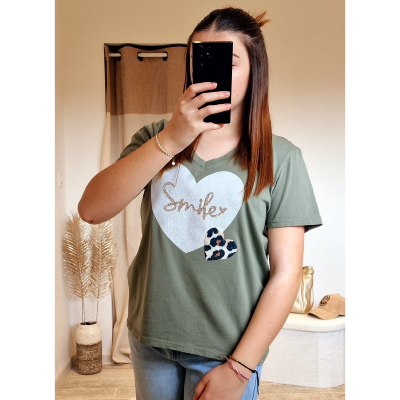 TEE-SHIRT SMILE KAKI
