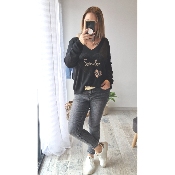 PULL NOIR COEUR