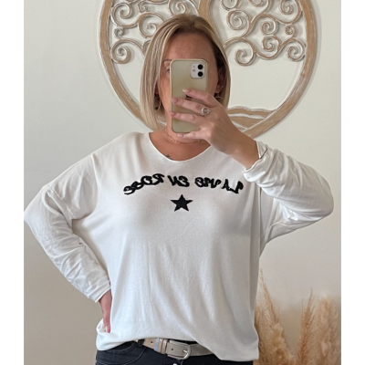 PULL LA VIE EN ROSE BLANC