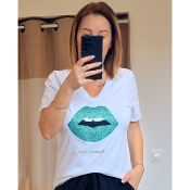 TEE-SHIRT BOUCHE TURQUOISE 