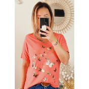 TEE-SHIRT PAPILLON CORAIL