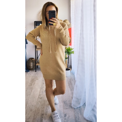 ROBE PULL LIS CAMEL