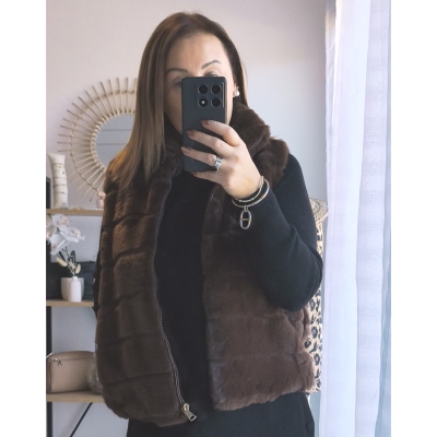 GILET FOURRURE CHOCOLAT