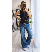 GILET PAILLETE NOIR