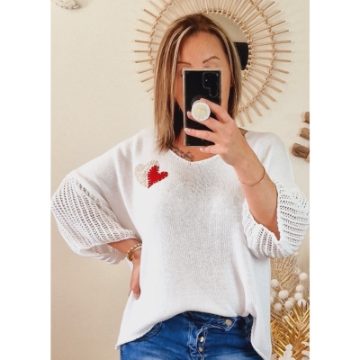 PULL COEUR ROUGE