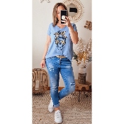 TEE-SHIRT LINDA BLEU