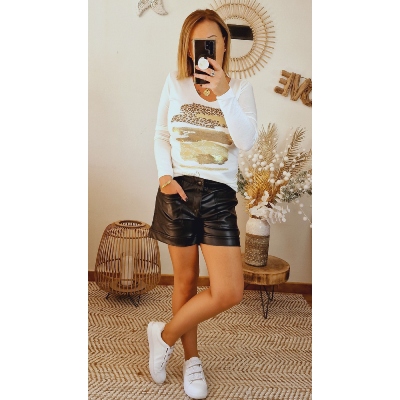 SHORT SIMILI NOIR