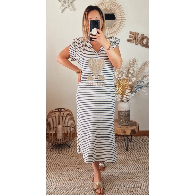 ROBE LONGUE MARINE AMOUR