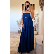 ROBE BUSTIER BLEU CANARD