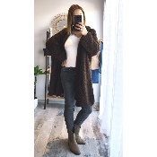 GILET LONG CARINE CHOCOLAT