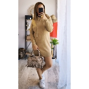ROBE PULL LIS CAMEL