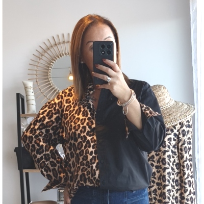 CHEMISE NOIR ET LEOPARD