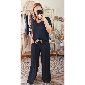 PANTALON NOIR CELIA LEOPARD