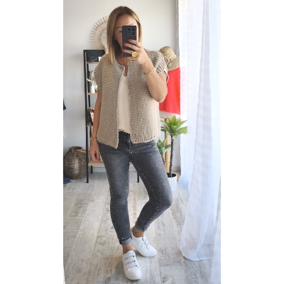 GILET SAMANTHA TAUPE