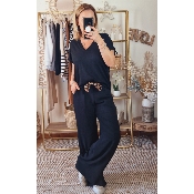 PANTALON NOIR CELIA LEOPARD