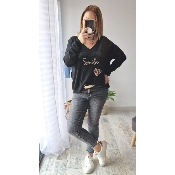 PULL NOIR COEUR