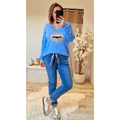 PULL BOUCHE BLEU