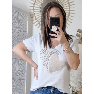 TEE-SHIRT COEUR BEIGE