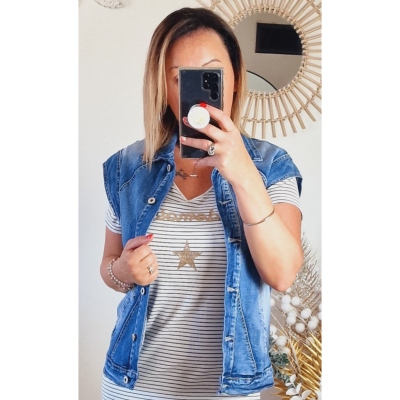 VESTE JEANS SANS MANCHES