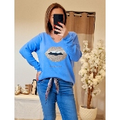 PULL BOUCHE BLEU