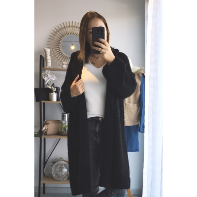 GILET LONG CARINE NOIR