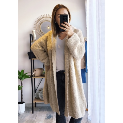 GILET LONG CARINE BEIGE