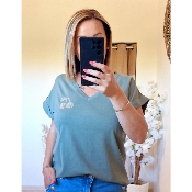 TEE-SHIRT KAKI CERISES